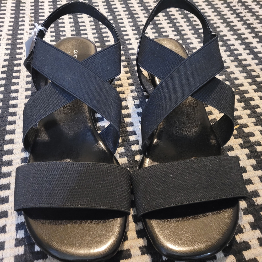 Comfort Plus by Predictions Black Sandals with Elastic Straps